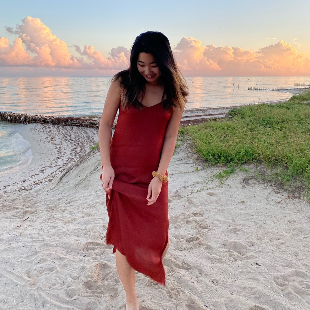 Satin Midi Slip Dress